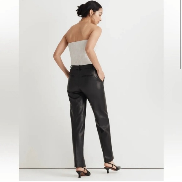 SOLD 💞 NWT Madewell X Aimee Song Slim Tapered Pants in Black Faux Leather - Picture 2 of 4